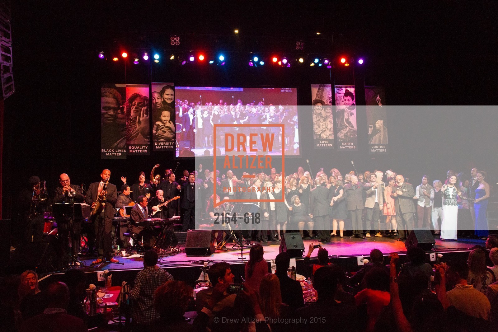Cecil Williams, Janice Mirkitani, GLIDE’s Annual Holiday Jam: Love Matters, The Warfield Theatre. 982 Market, December 3rd, 2015, Photo #2164-618 Cecil Williams, Janice Mirkitani, Photo #2164-618