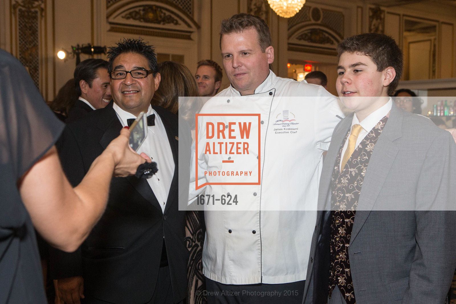 Chef Clyde Serda, Chef James Koskiniemi, Sam Stromberg, 2015 Raphael House Gala "A Grand Special Night of Magic", The Palace Hotel. 2 New Montgomery Street, April 18th, 2015, Photo #1671-624 Chef Clyde Serda, Chef James Koskiniemi, Sam Stromberg, Photo #1671-624