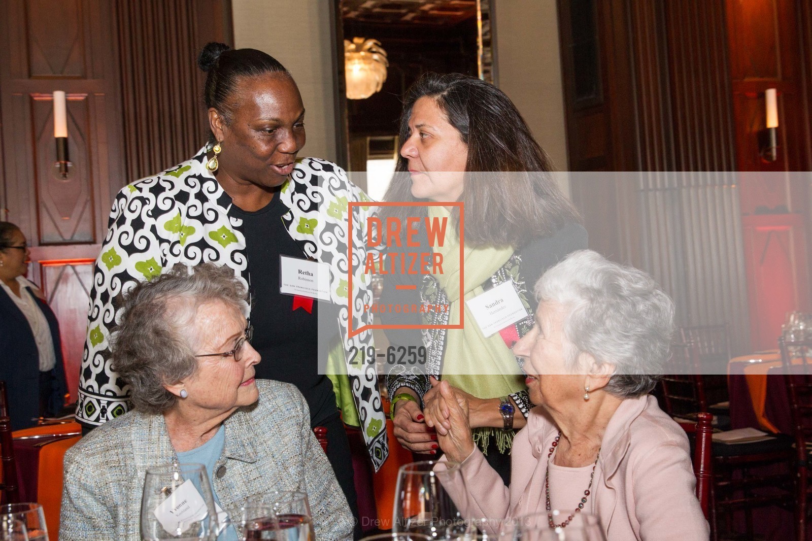 Retha Robinson, Yvonne Koshland, Sandra Hernandez, Phyllis Friedman, THE SAN FRANCISCO FOUNDATION Third Annual Women Changing the World Luncheon 2013, Julia Morgan Ballroom. 465 California Street, March 6th, 2013, Photo #219-6259 Retha Robinson, Yvonne Koshland, Sandra Hernandez, Phyllis Friedman, Photo #219-6259