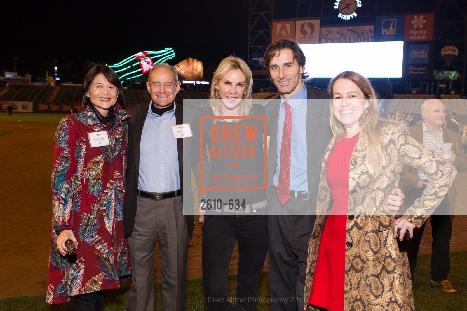Lita Sam-Vargas, Alan Gevins, Tracy Gibbs, Paul Pelosi, Nora Feeley, Holiday Heroes 2015, AT&T Park, December 7th, 2015,Drew Altizer, Drew Altizer Photography, full-service agency, private events, San Francisco photographer, photographer california