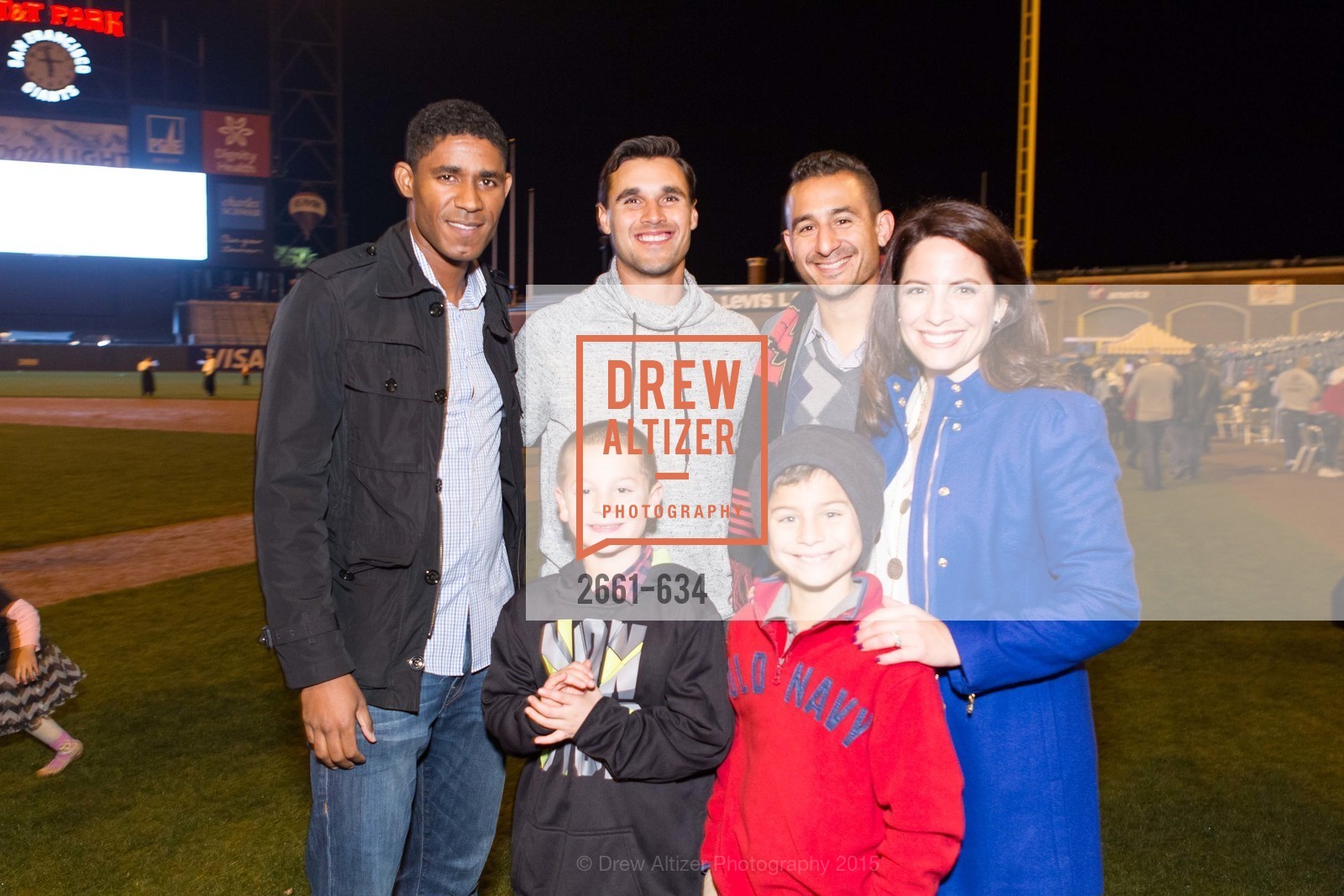 Khari Stephenson, Chris Wondolowski, Rick Santa Maria, Lucas Santa Maria, Jessica Santa Maria, Eli Santa Maria, Holiday Heroes 2015, AT&T Park, December 7th, 2015,Drew Altizer, Drew Altizer Photography, full-service event agency, private events, San Francisco photographer, photographer California