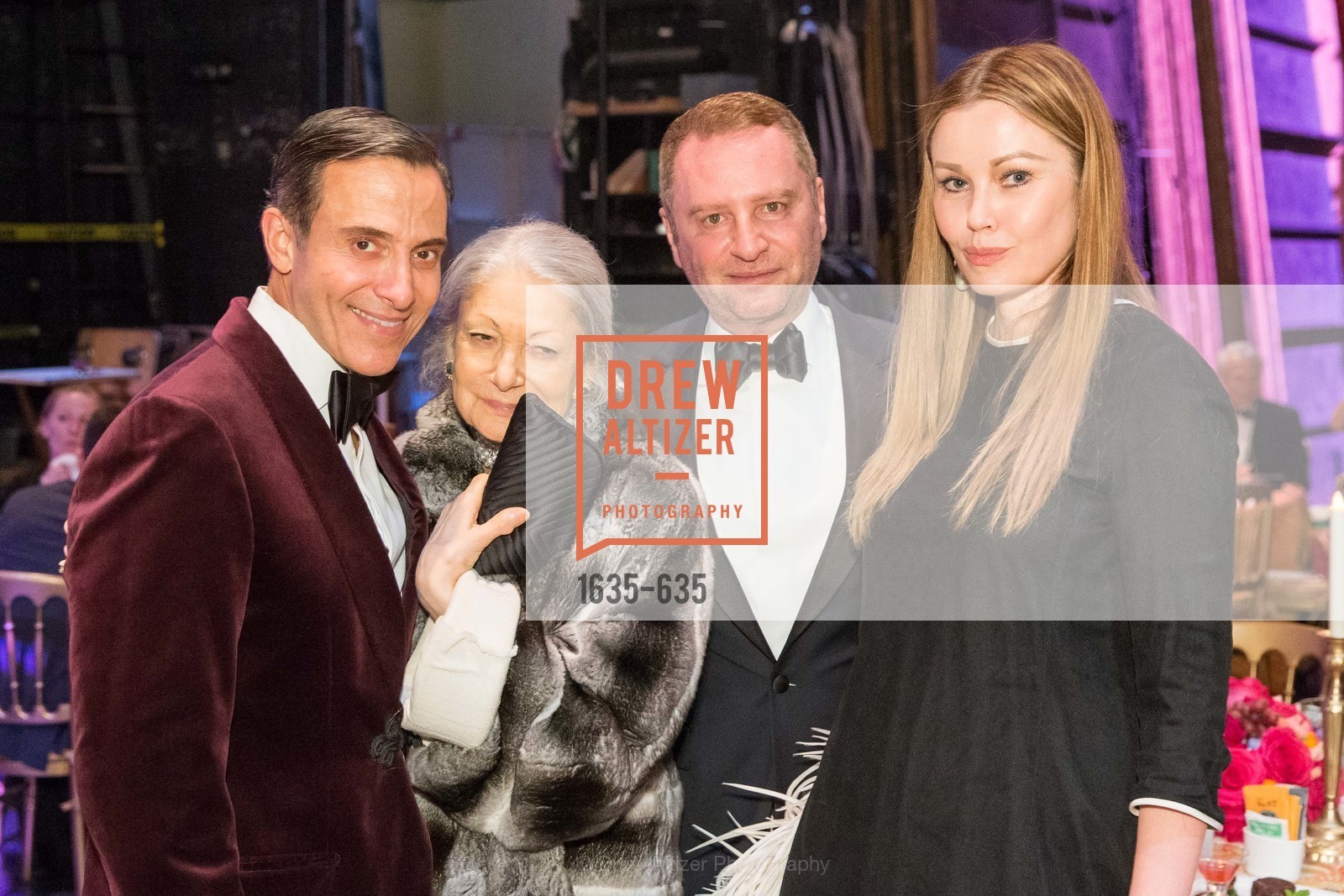 Alan Malouf, Denise Hale, Serge Sorokko, Tatiana Sorokko, An Evening on the Stage Honoring Renaissance Man Gordon Getty, War Memorial Opera House. 301 Van Ness Ave, December 7th, 2015,Drew Altizer, Drew Altizer Photography, full-service agency, private events, San Francisco photographer, photographer california