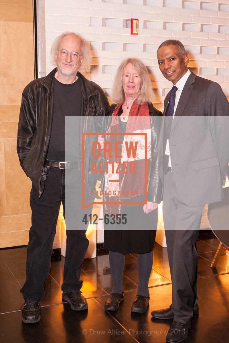 Larry Ochs, Lyn Hejinian, Dana Pace, Christian Marclay: The Clock Opening Reception at SFMOMA, US, April 2nd, 2013, Photo #412-6355 Larry Ochs, Lyn Hejinian, Dana Pace, Photo #412-6355
