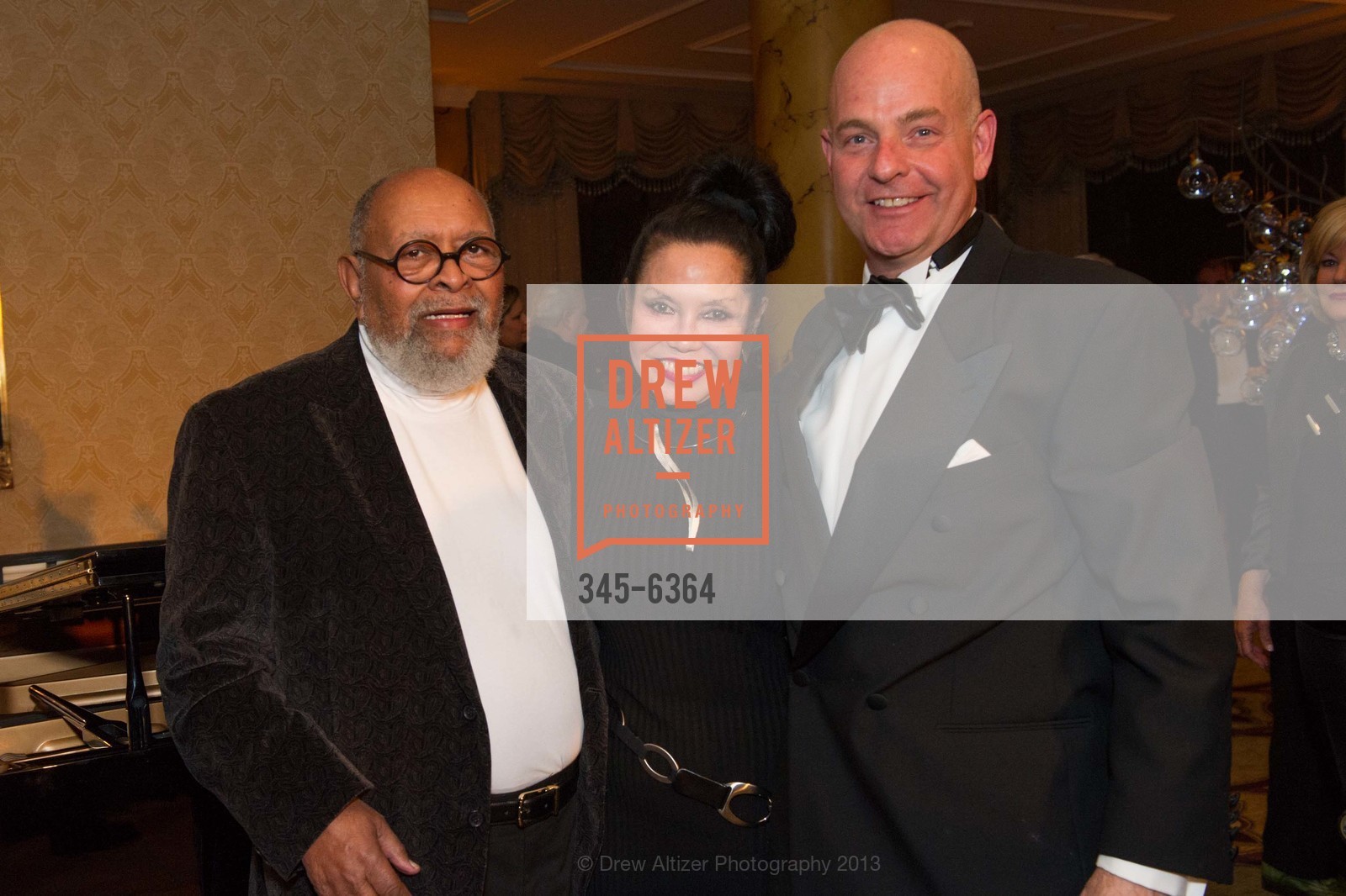 Reverend Cecil Williams, Janice Mirikirtani, Kevin Causey, 25th Anniversary Holiday HOB NOB ON THE HILL, US, December 6th, 2013, Photo #345-6364 Reverend Cecil Williams, Janice Mirikirtani, Kevin Causey, Photo #345-6364