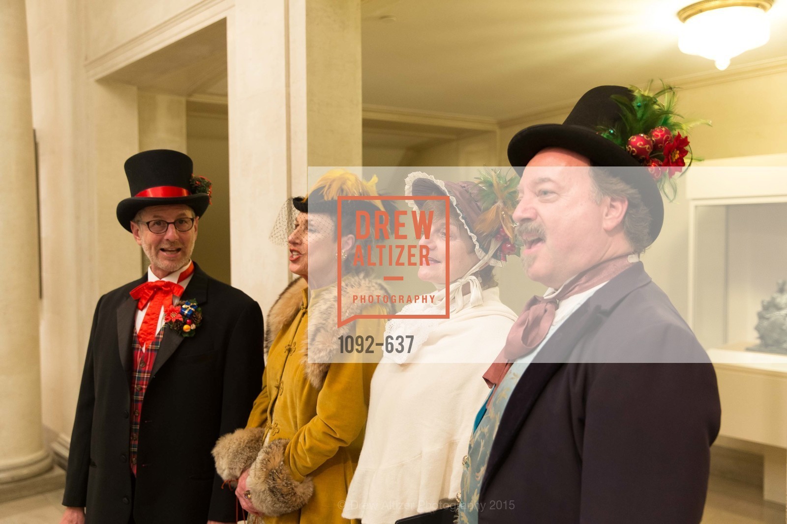 Christmas Carolers, AN ELEGANT EVENING Presented by the Fine Arts Museums of San Francisco, Legion of Honor, Court of Honor. 100 34th Ave, December 8th, 2015,Drew Altizer, Drew Altizer Photography, full-service event agency, private events, San Francisco photographer, photographer California