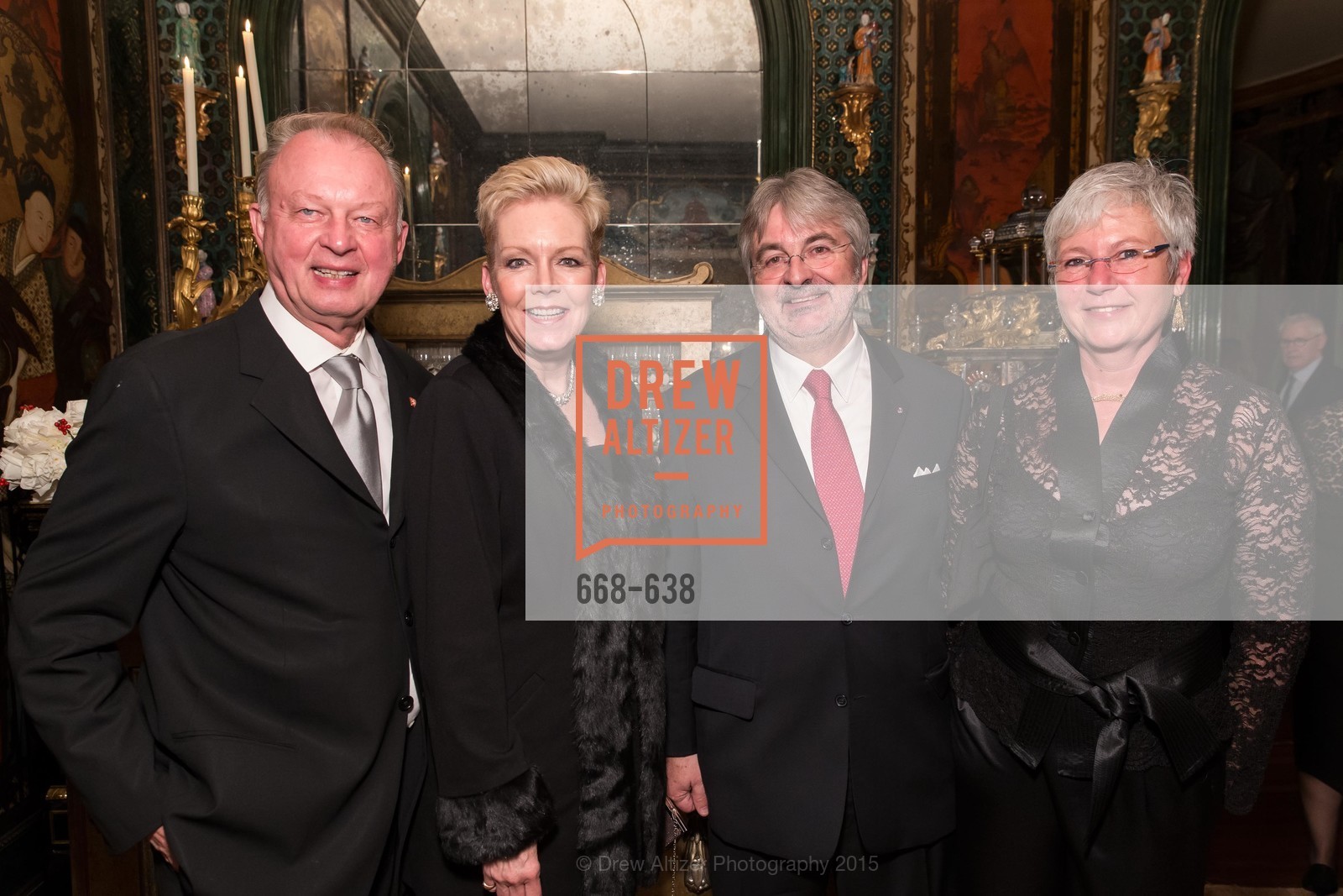 Richard Pivnicka, Barbara Pivnicka, George Schmit, Huguette Wildschutz, San Francisco Mayor's Office of Protocol Christmas Party, Private Residence, December 9th, 2015, Photo #668-638 Richard Pivnicka, Barbara Pivnicka, George Schmit, Huguette Wildschutz, Photo #668-638