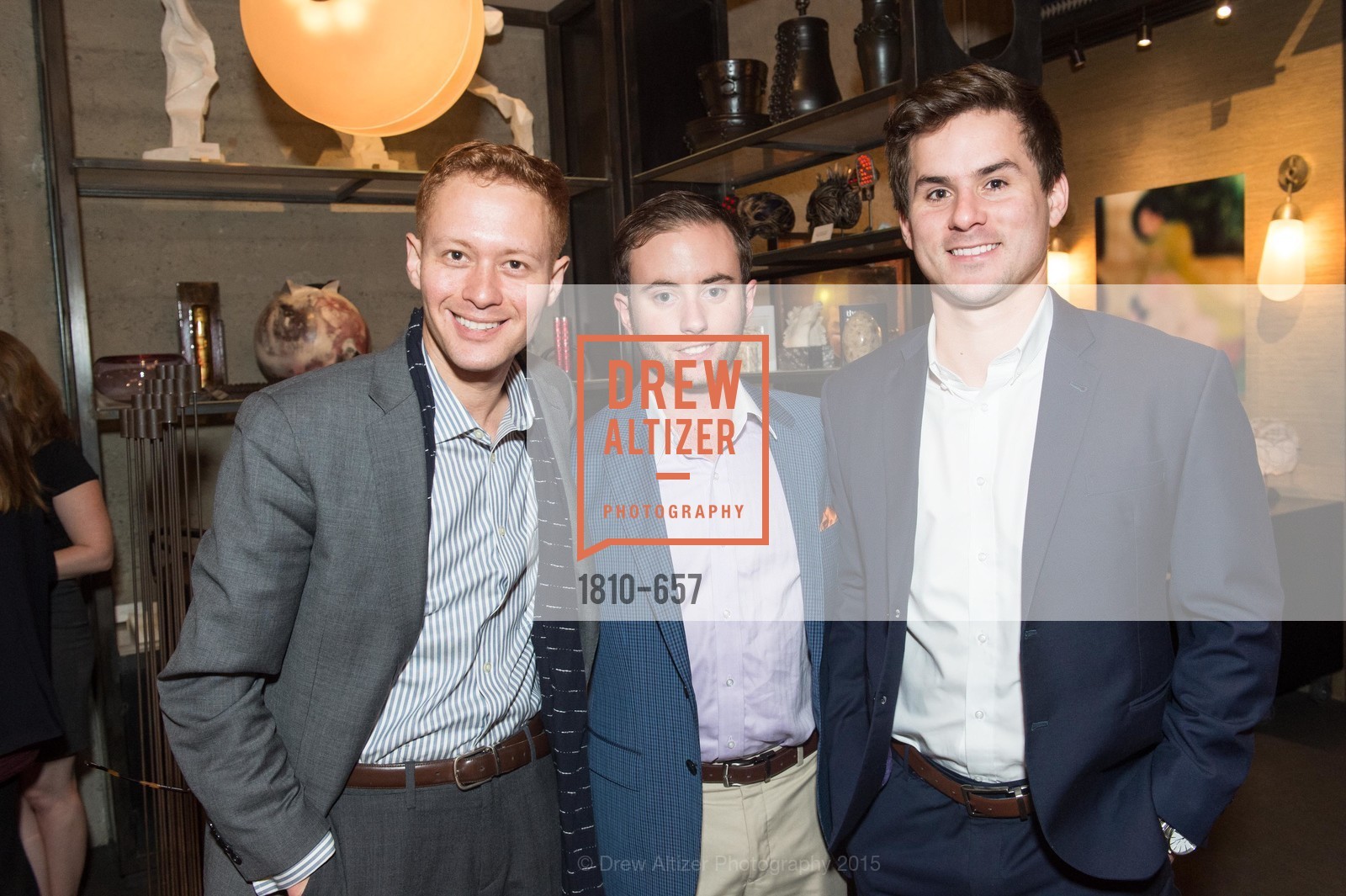 Caleb Sheldon, Rich Lewetzow, Graham Grealish, DDG Holiday Party, Jay Jeffers. 1035 Post St, December 16th, 2015, Photo #1810-657 Caleb Sheldon, Rich Lewetzow, Graham Grealish, Photo #1810-657