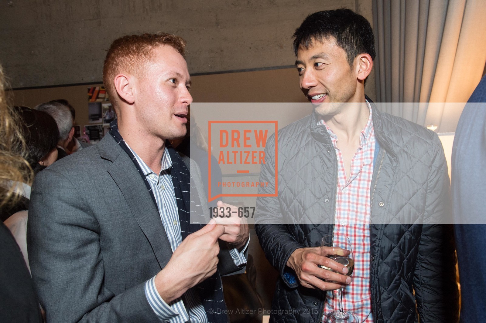 Caleb Sheldon, Jason Chow, DDG Holiday Party, Jay Jeffers. 1035 Post St, December 16th, 2015, Photo #1933-657 Caleb Sheldon, Jason Chow, Photo #1933-657