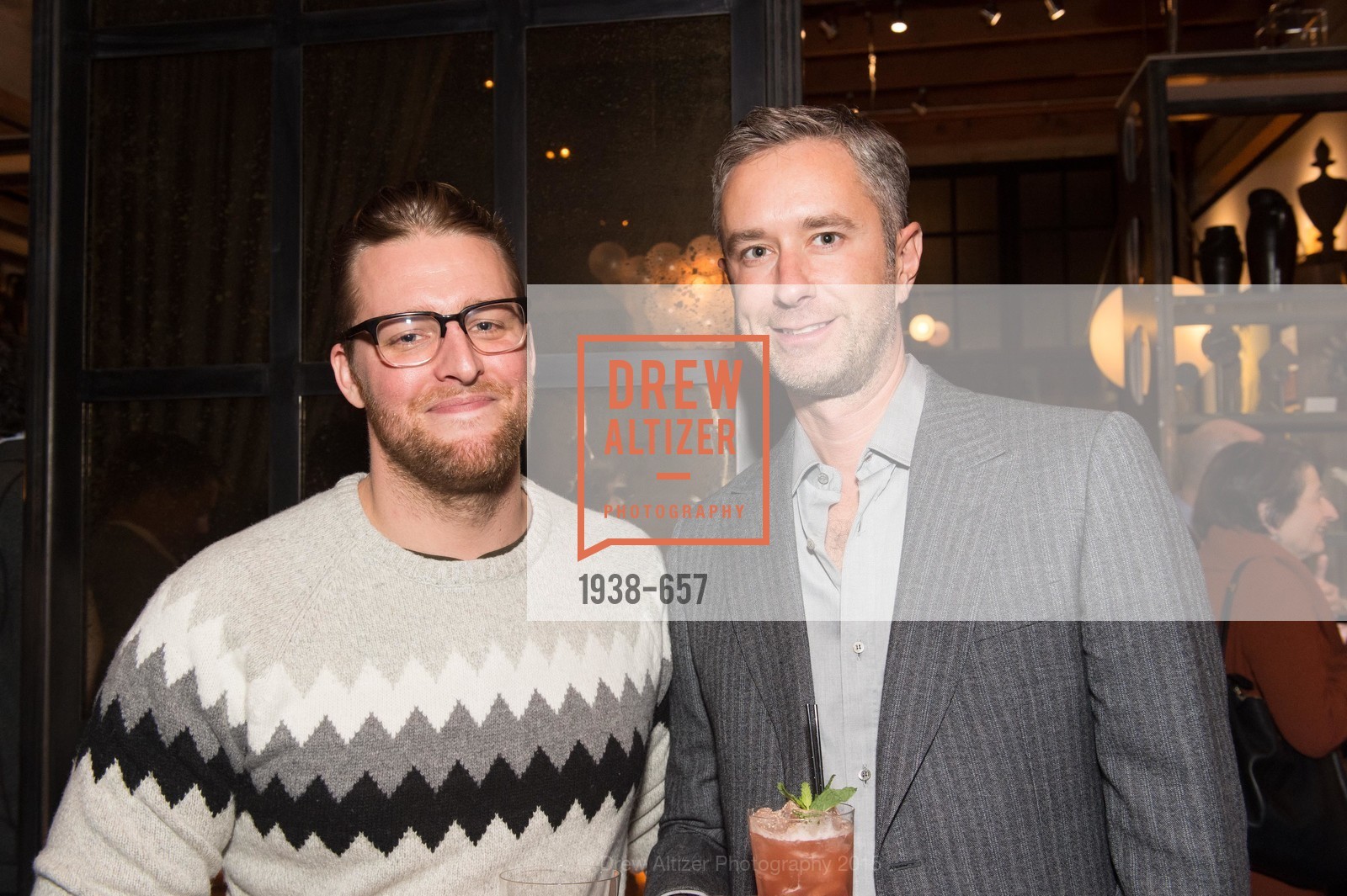 Jared Levan, Josh Rosenstock, DDG Holiday Party, Jay Jeffers. 1035 Post St, December 16th, 2015, Photo #1938-657 Jared Levan, Josh Rosenstock, Photo #1938-657