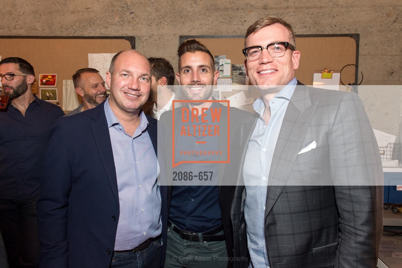 Chris Prokop, Michael Gonsalves, Joe McMillan, DDG Holiday Party, Jay Jeffers. 1035 Post St, December 16th, 2015, Photo #2086-657 Chris Prokop, Michael Gonsalves, Joe McMillan, Photo #2086-657