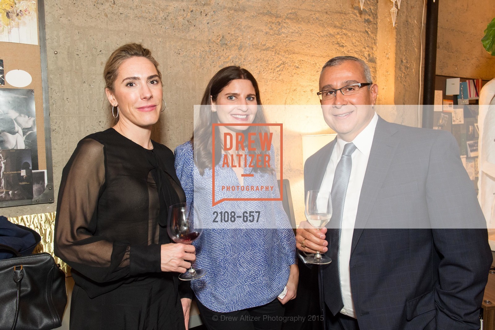 Jaime DuPont, Michelle Antic, Aaron Cortez, DDG Holiday Party, Jay Jeffers. 1035 Post St, December 16th, 2015, Photo #2108-657 Jaime DuPont, Michelle Antic, Aaron Cortez, Photo #2108-657