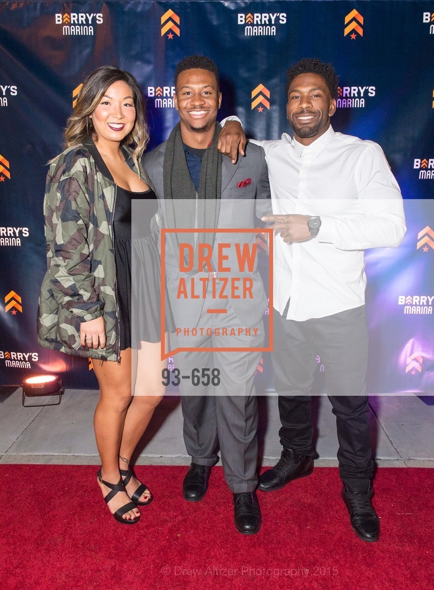 Domenica Tonzillo, Tillman Pugh, Paul Wright, Barry's Marina Opening, Barry's. 2246 Lombard Street, December 17th, 2015, Photo #93-658 Domenica Tonzillo, Tillman Pugh, Paul Wright, Photo #93-658