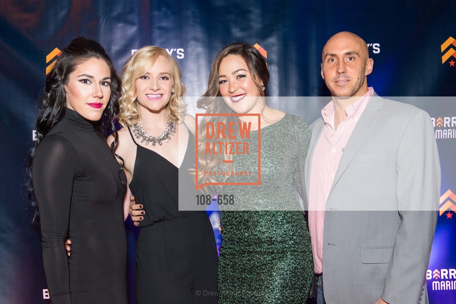 Andy Gragg, Julia McBee, Erin Seto, Sam Norris, Barry's Marina Opening, Barry's. 2246 Lombard Street, December 17th, 2015, Photo #108-658 Andy Gragg, Julia McBee, Erin Seto, Sam Norris, Photo #108-658