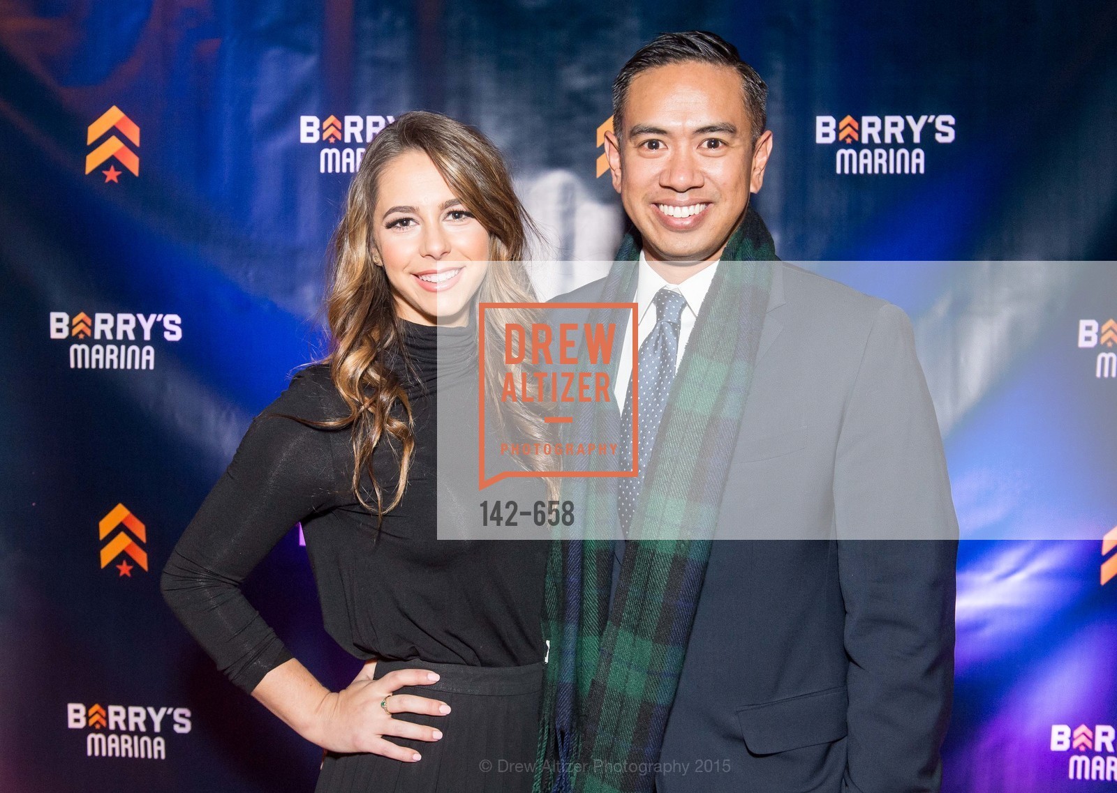 Jessica Bleeker, Justin Roja, Barry's Marina Opening, Barry's. 2246 Lombard Street, December 17th, 2015, Photo #142-658 Jessica Bleeker, Justin Roja, Photo #142-658