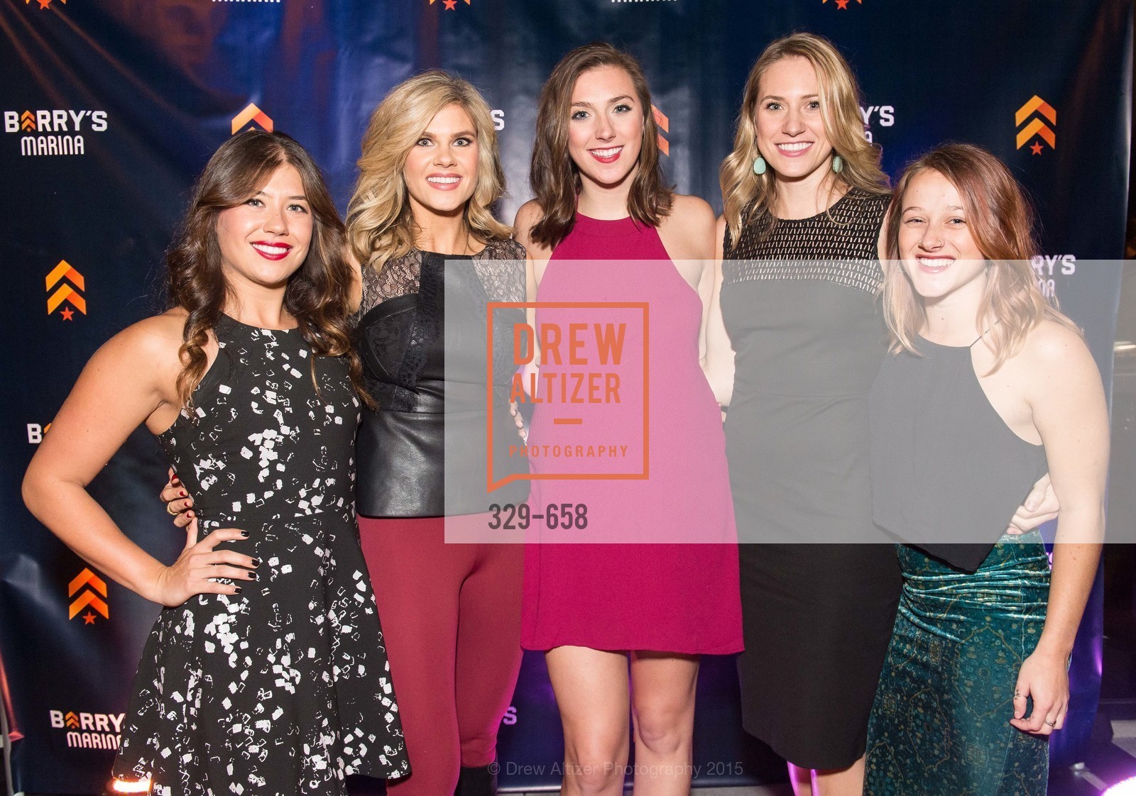 Tara Bratt, Ali Nowell, Devon Farrell, Shannon Farrell, Sarah Marshall, Barry's Marina Opening, Barry's. 2246 Lombard Street, December 17th, 2015,Drew Altizer, Drew Altizer Photography, full-service agency, private events, San Francisco photographer, photographer california