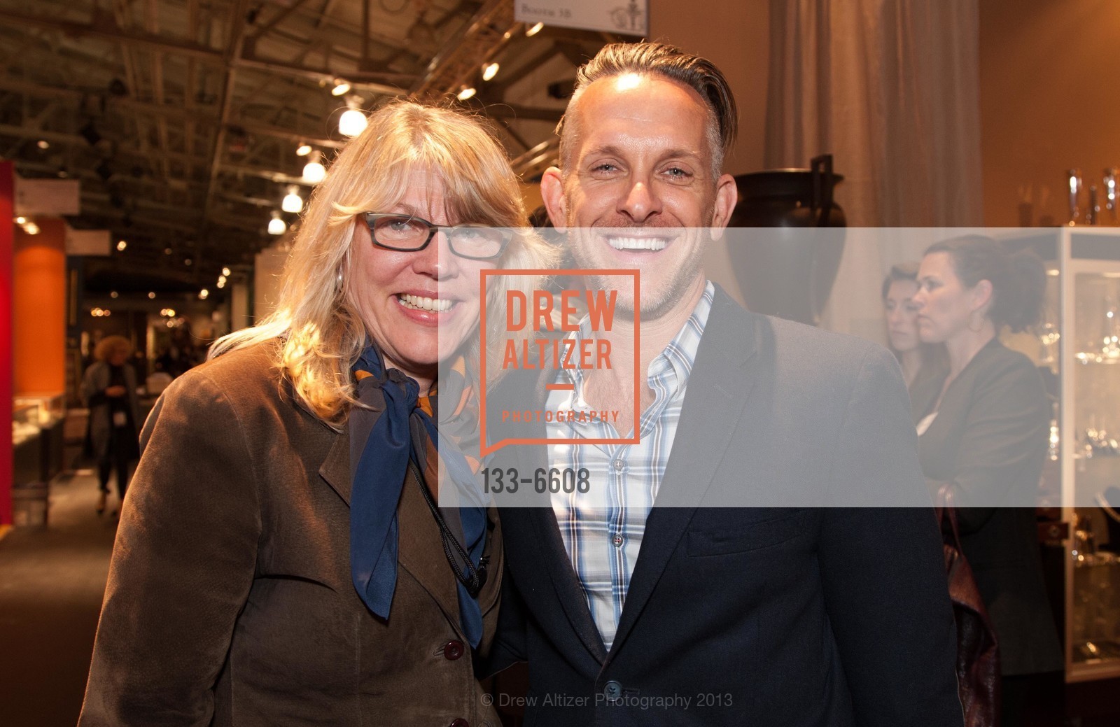 Rachel Prater, Jay Jeffers, SFFAS's 2013 Designer Circle Preview Reception, Cafe Girandole, Grand Pavillion. Fort Mason Center, October 22nd, 2013, Photo #133-6608 Rachel Prater, Jay Jeffers, Photo #133-6608