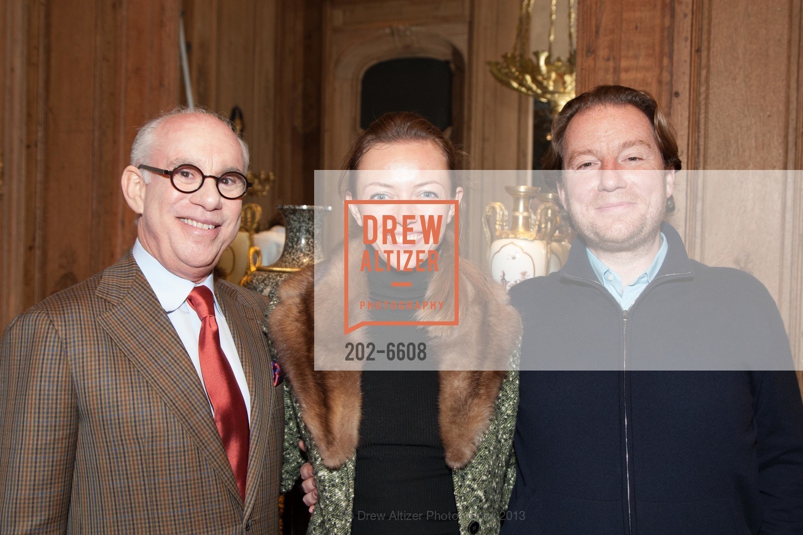 Andrew Skurman, Marie Steinitz, Benjamin Steinitz, SFFAS's 2013 Designer Circle Preview Reception, Cafe Girandole, Grand Pavillion. Fort Mason Center, October 22nd, 2013, Photo #202-6608 Andrew Skurman, Marie Steinitz, Benjamin Steinitz, Photo #202-6608