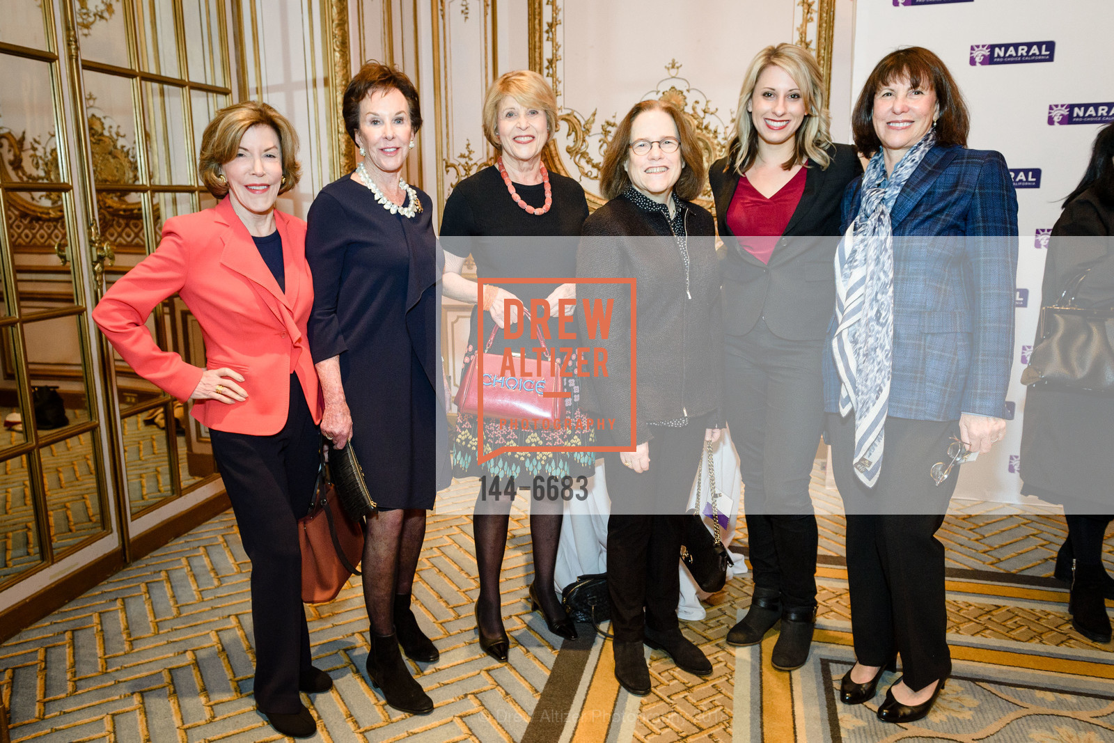 Mathea Falco, Joan Corrigan, Dagmar Dolby, Paulette Kessler, Katie Hill, Madeline Levine, NARAL Pro-Choice's America's 23rd San Francisco Power of Choice Luncheon 2018, The Fairmont. 950 Mason Street San Francisco, CA 94108, March 1st, 2018, Photo #144-6683 Mathea Falco, Joan Corrigan, Dagmar Dolby, Paulette Kessler, Katie Hill, Madeline Levine, Photo #144-6683