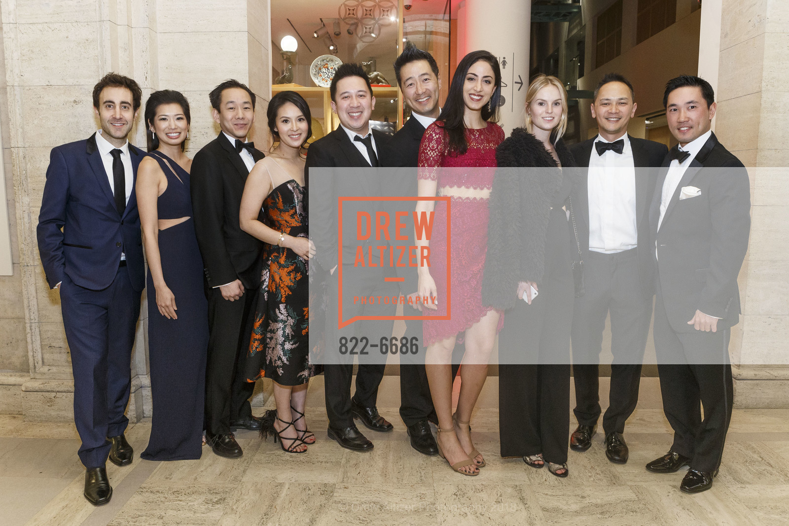 Jerry Feingold, Betty Yu, Patrick Lee, Edit Oryon, Anika Schneider, Steve Chen, Larry Chiang, Caroline Bush, Asian Art Museum Gala 2018, Asian Art Museum. 200 Larkin St, March 1st, 2018, Photo #822-6686 Jerry Feingold, Betty Yu, Patrick Lee, Edit Oryon, Anika Schneider, Steve Chen, Larry Chiang, Caroline Bush, Photo #822-6686