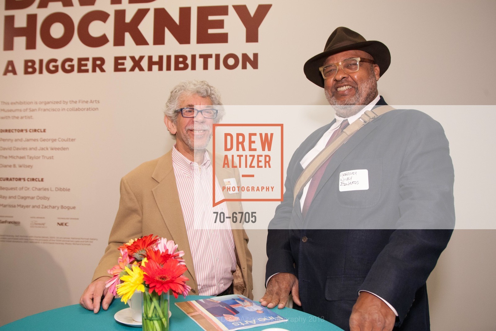 John Held, Gregory Wiley Edwards, DAVID HOCKNEY Press Preview at the De YOUNG MUSEUM, US, October 24th, 2013, Photo #70-6705 John Held, Gregory Wiley Edwards, Photo #70-6705