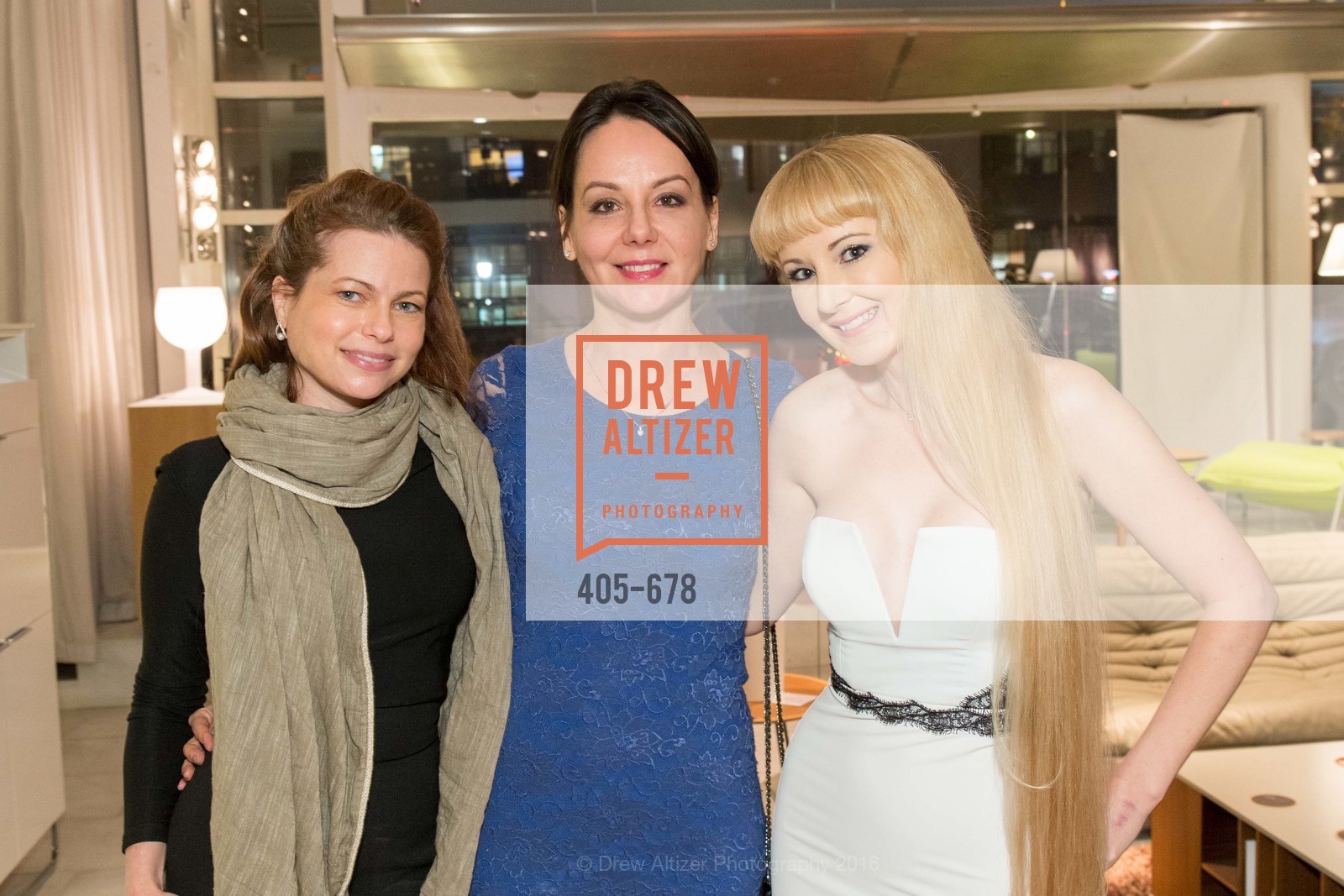 Christina Erickson, Gergana Gallacher, Shannyn Bessoni, 2016 ENCORE! Launch Party, Ligne Roset. 162 King Street, January 7th, 2016,Drew Altizer, Drew Altizer Photography, full-service agency, private events, San Francisco photographer, photographer california