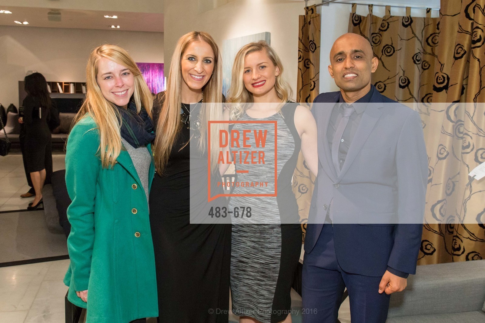 Colleen Pettit, Victoria Gazulis, Skye Grace, Sunil Sharma, 2016 ENCORE! Launch Party, Ligne Roset. 162 King Street, January 7th, 2016,Drew Altizer, Drew Altizer Photography, full-service agency, private events, San Francisco photographer, photographer california