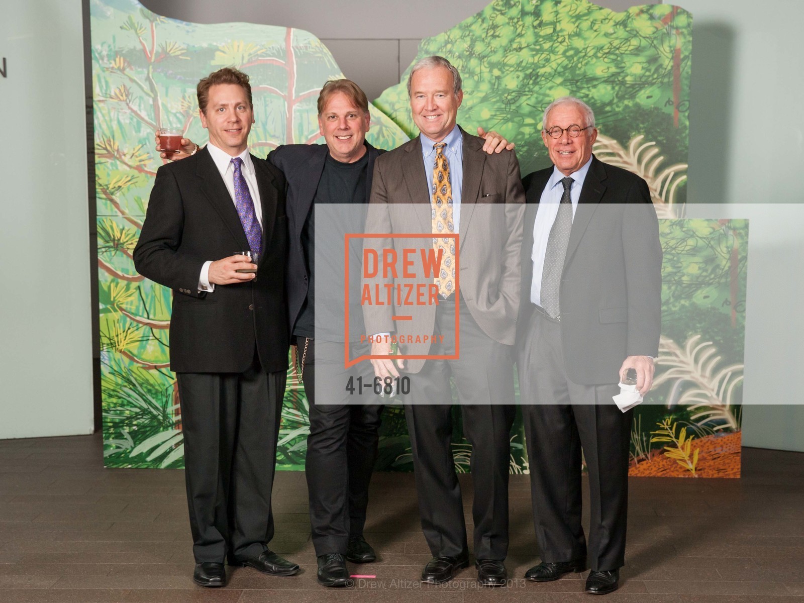 Michael Grant, John Galt, Jerry Newall, Fred Mintz, DAVID HOCKNEY: A Bigger Exhibition, A Bigger Opening, US, October 24th, 2013, Photo #41-6810 Michael Grant, John Galt, Jerry Newall, Fred Mintz, Photo #41-6810