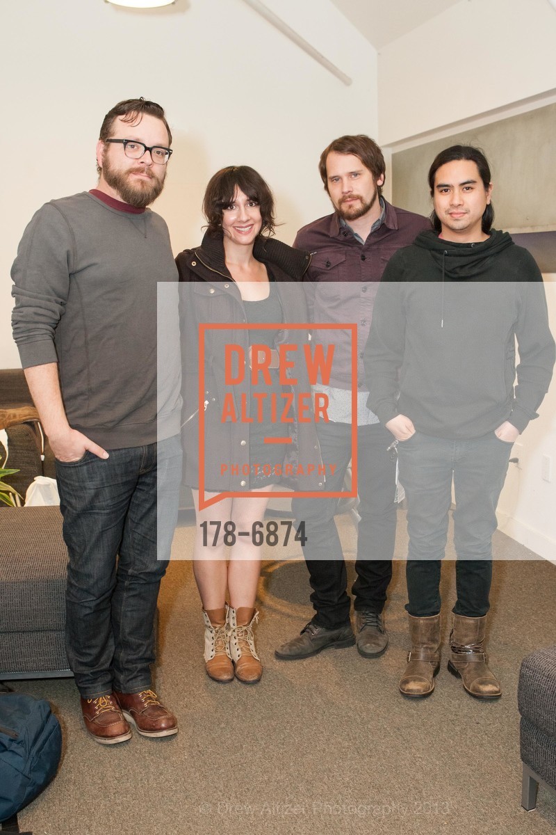 Joe Lester, Sarah Negahdari, Brian Aubert, Christopher Guanlao, SLACKER Unveiling at Madrone Studios, US, February 12th, 2013, Photo #178-6874 Joe Lester, Sarah Negahdari, Brian Aubert, Christopher Guanlao, Photo #178-6874
