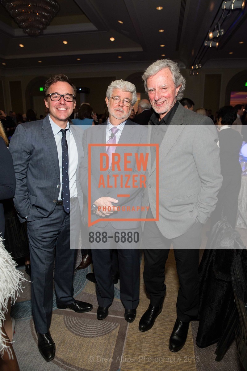 Monica Devereux, George Lucas, Philip Kaufman, SFMoMA 2013 Bay Area Treasure Honoring GEORGE LUCAS, US, October 24th, 2013, Photo #888-6880 Monica Devereux, George Lucas, Philip Kaufman, Photo #888-6880