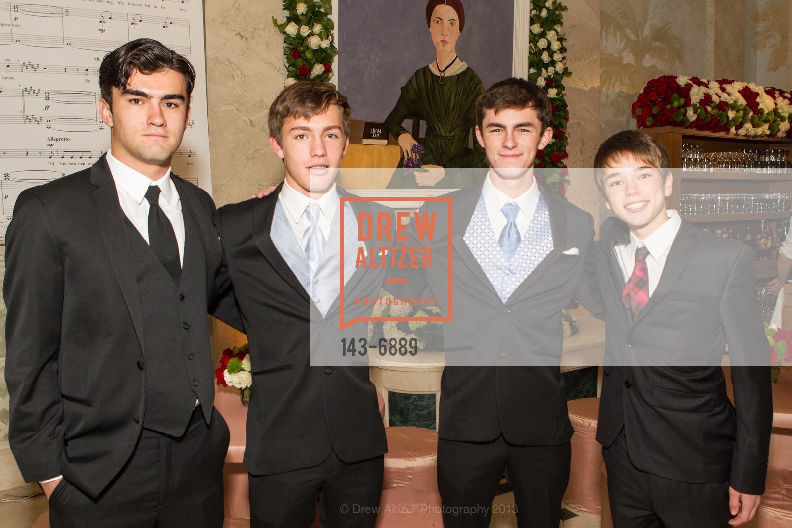 Forrest McBride, Lachlan McBride, Dunham McBride, Nathaniel Corley, Gordon Getty's 80th Birthday Party, US, December 14th, 2013, Photo #143-6889 Forrest McBride, Lachlan McBride, Dunham McBride, Nathaniel Corley, Photo #143-6889