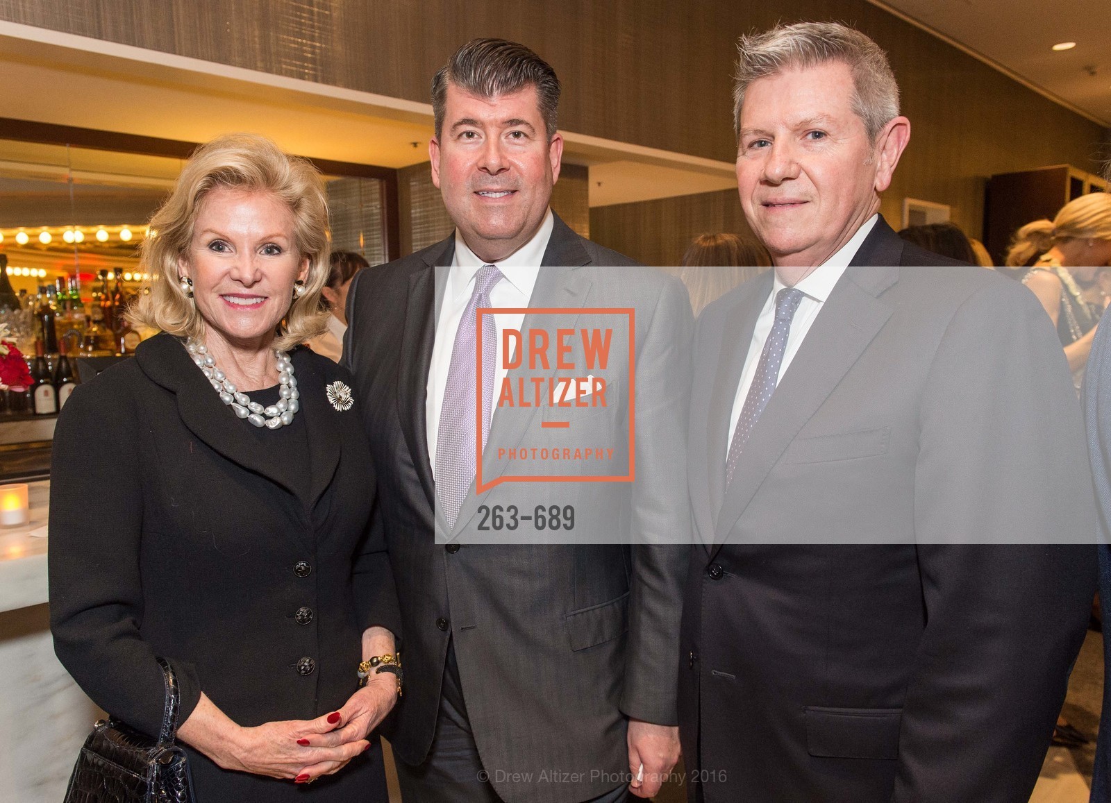 Dede Wilsey, Alan Morrell, Richard Benefield, Oscar de la Renta Cocktail Party with Boaz Mazor, The Rotunda Restaurant, January 19th, 2016