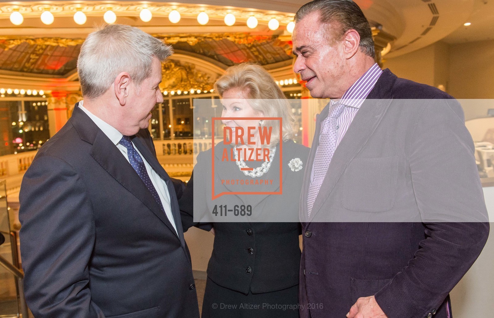 Richard Benefield, Dede Wilsey, Boaz Mazor, Oscar de la Renta Cocktail Party with Boaz Mazor, The Rotunda Restaurant, January 19th, 2016,Drew Altizer, Drew Altizer Photography, full-service agency, private events, San Francisco photographer, photographer california