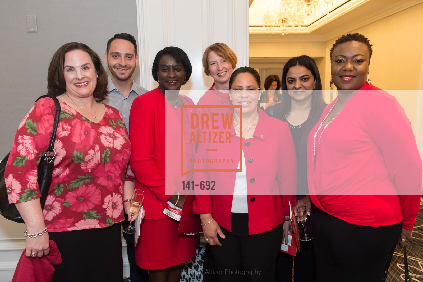 Jennifer Murphy, Clinton McGue, Melissa Welch, Marsha Scott, Libby Este, Malika Hasnani, Michelle Lewis, 2015 GoRed for Women Luncheon, US, May 2nd, 2015,Drew Altizer, Drew Altizer Photography, full-service agency, private events, San Francisco photographer, photographer california