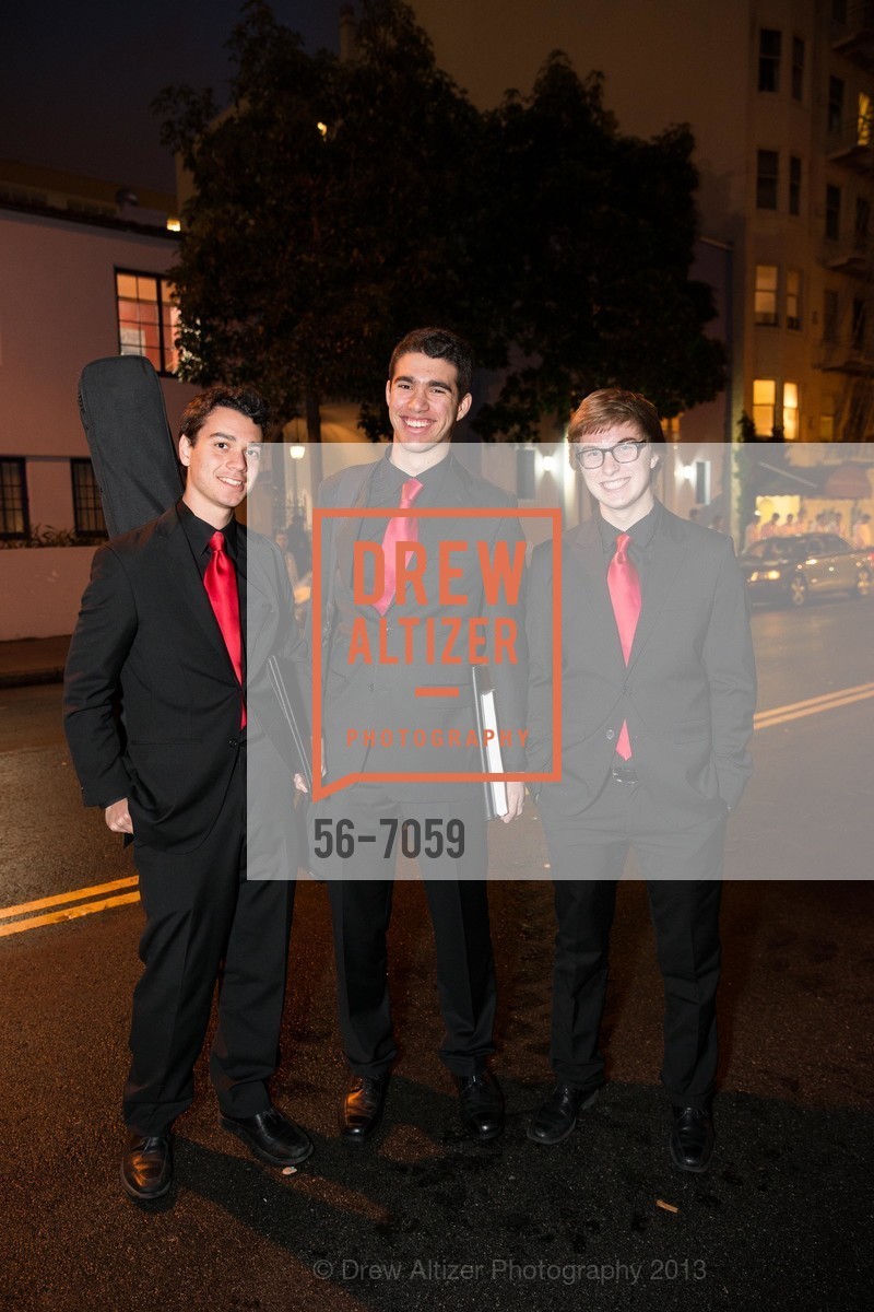 Sam Klein-Markman, Michael Blasky, Logan Kane, SF JAZZ Historic Opening Night - Red Carpet, US, January 23rd, 2013, Photo #56-7059 Sam Klein-Markman, Michael Blasky, Logan Kane, Photo #56-7059
