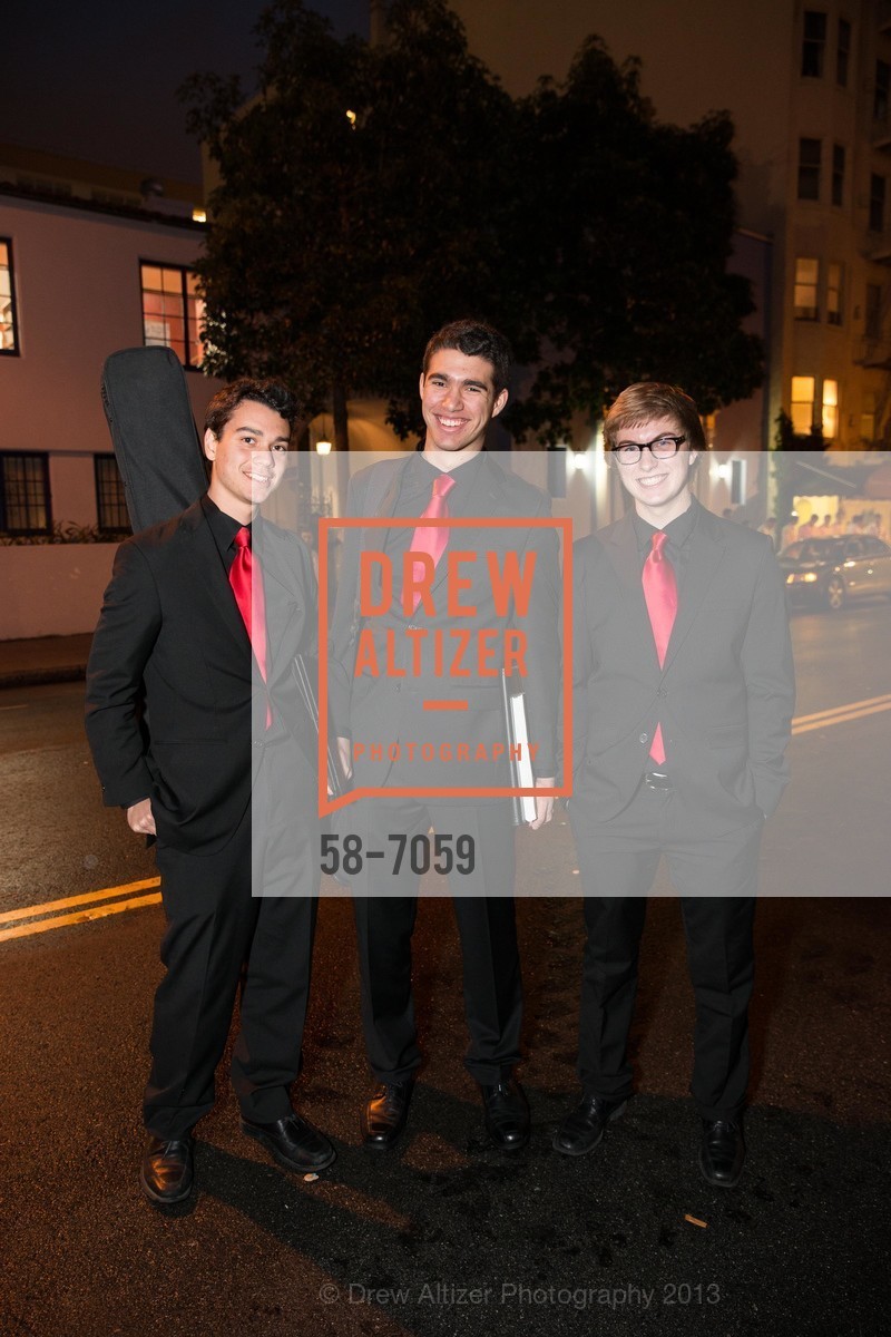 Sam Klein-Markman, Michael Blasky, Logan Kane, SF JAZZ Historic Opening Night - Red Carpet, US, January 23rd, 2013, Photo #58-7059 Sam Klein-Markman, Michael Blasky, Logan Kane, Photo #58-7059
