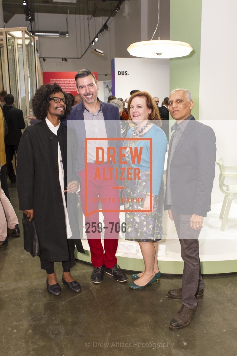 Yani Alexi Dominguez, John Macy, Jennifer Raiser, Zahid Sardar, Exhibit Opening at the MUSEUM OF CRAFT AND DESIGN - Hands Off: New Dutch Design at the Confluence of Technology & Craft, US, May 8th, 2015, Photo #259-706 Yani Alexi Dominguez, John Macy, Jennifer Raiser, Zahid Sardar, Photo #259-706