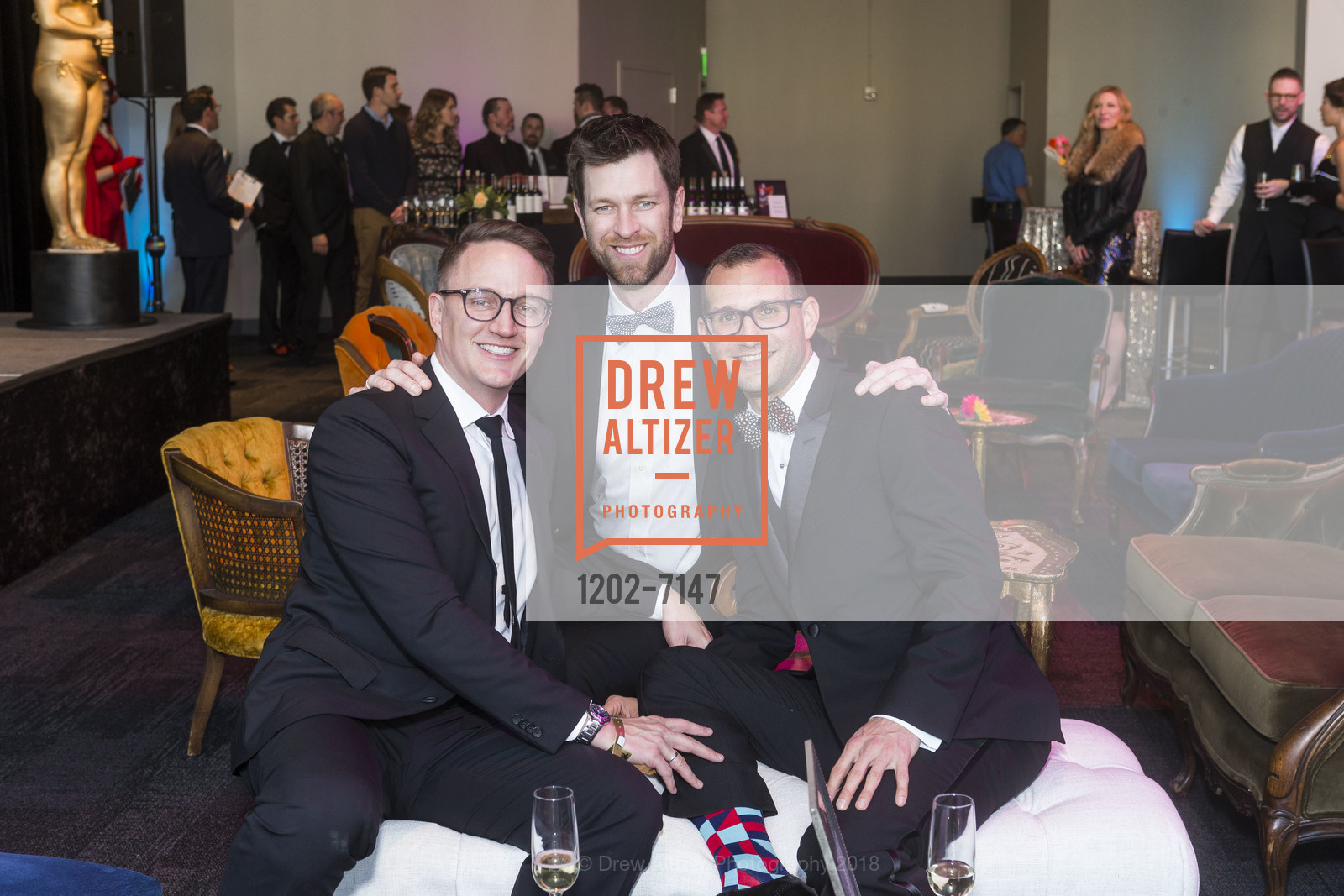 Chris Miers, Jeff McCarthy, Aaron Walter, Academy of Friends for their 38th Annual Academy Awards Night Charity Gala 2018, City View at Metreon. 135 4th St #4000, San Francisco, CA 94103, March 4th, 2018, Photo #1202-7147 Chris Miers, Jeff McCarthy, Aaron Walter, Photo #1202-7147