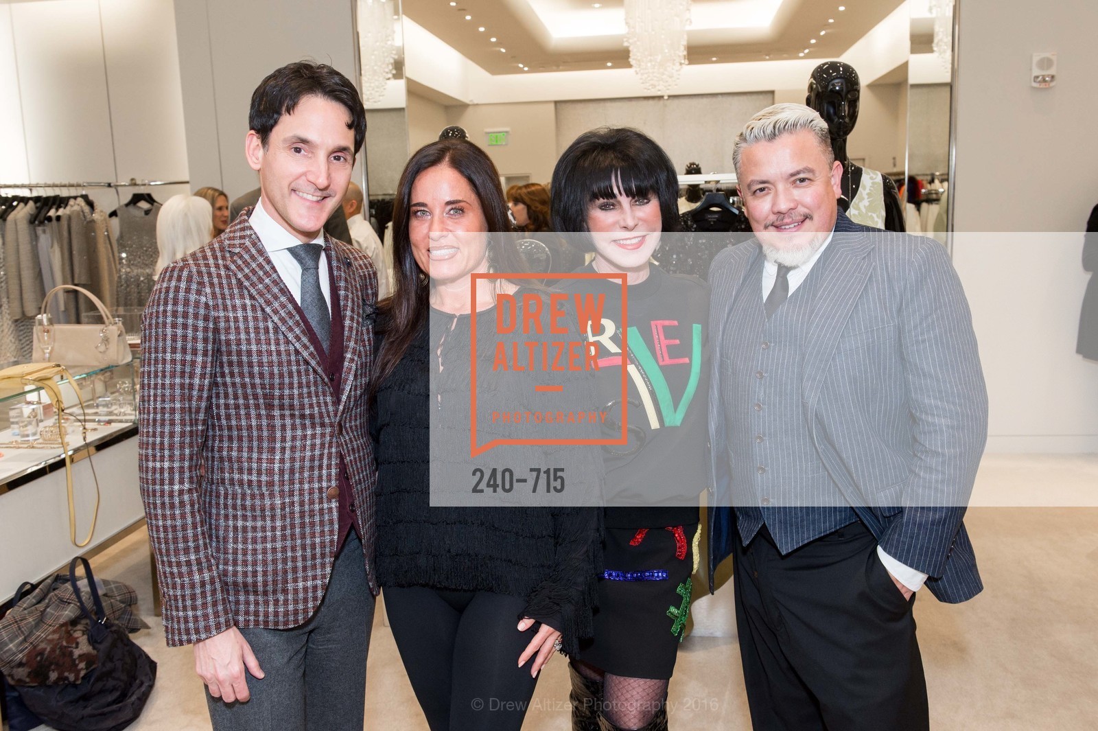 James Krohn, Natalia Urrutia, Marilyn Cabak, Victor Vargas, The National Domestic Violence Hotline 20th Anniversary Gala Launch Party, St. John Boutique. 767 Market St, January 20th, 2016,Drew Altizer, Drew Altizer Photography, full-service agency, private events, San Francisco photographer, photographer california