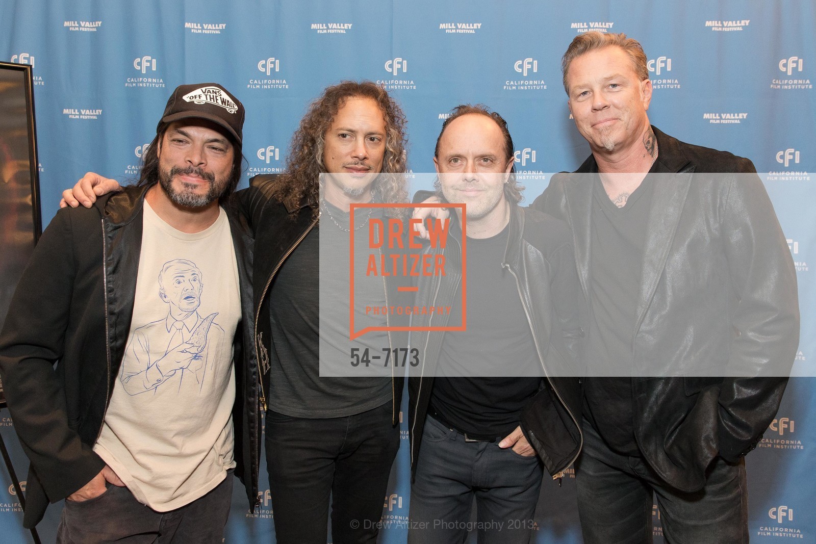 Robert Trujillo, Kirk Hammett, Lars Ulrich, James Hetfield, MILL VALLEY FILM FESTIVAL 2013 Metallica Screening, Smith Rafael Film Center. 1118 4th Street, September 17th, 2013, Photo #54-7173 Robert Trujillo, Kirk Hammett, Lars Ulrich, James Hetfield, Photo #54-7173