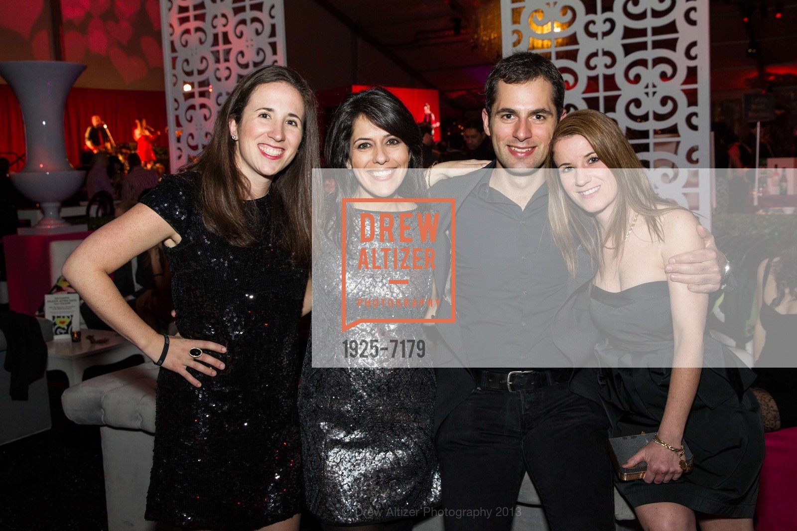 Stephanie Oroz, Tabitha Totah, Gian Franco, Evelyne Etcharren, 2013 HEARTS AFTER DARK benefitting San Francisco General Hospital Foundation, US, February 14th, 2013, Photo #1925-7179 Stephanie Oroz, Tabitha Totah, Gian Franco, Evelyne Etcharren, Photo #1925-7179