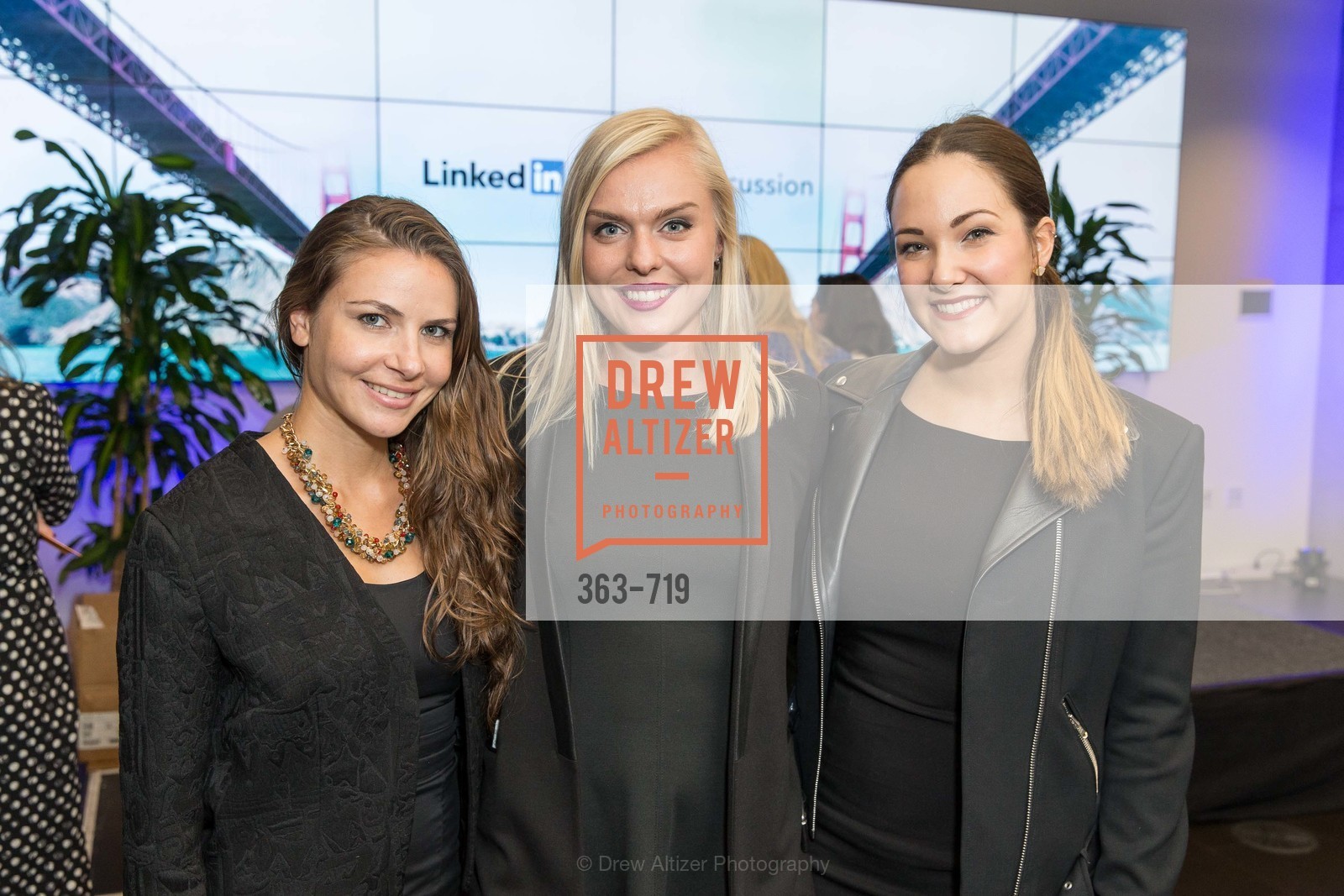 Keily Hernandez, Jenny Johansson, Sarah Left, THE LINKEDIN Discussion Series featuring Jack and Suzy Welch with LinkedIn Executive Editor Dan Roth, US, May 12th, 2015,Drew Altizer, Drew Altizer Photography, full-service agency, private events, San Francisco photographer, photographer california