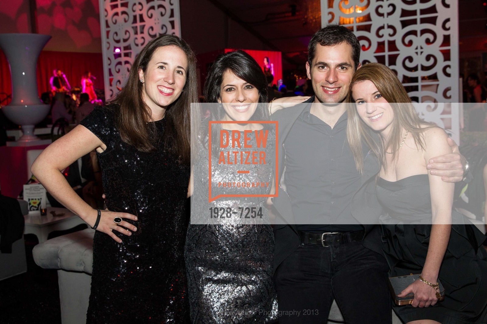 Stephanie Oroz, Tabitha Totah, Gian Franco, Evelyne Etcharren, 2013 HEARTS AFTER DARK benefitting San Francisco General Hospital Foundation, US, February 15th, 2013, Photo #1928-7254 Stephanie Oroz, Tabitha Totah, Gian Franco, Evelyne Etcharren, Photo #1928-7254