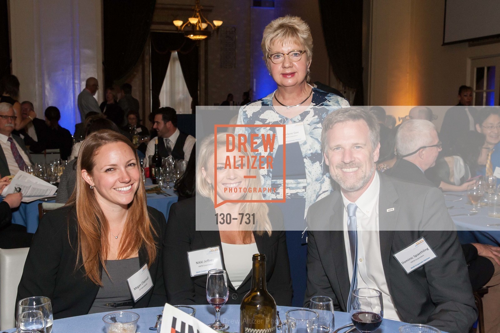 Megan Channell, Nikki Jeffrey, Darlene Gee, Dominic Spaethling, WOMEN'S TRANSPORTATION SEMINAR SF Bay Area Chapter Annual Scholarship Awards, US, May 15th, 2015, Photo #130-731 Megan Channell, Nikki Jeffrey, Darlene Gee, Dominic Spaethling, Photo #130-731
