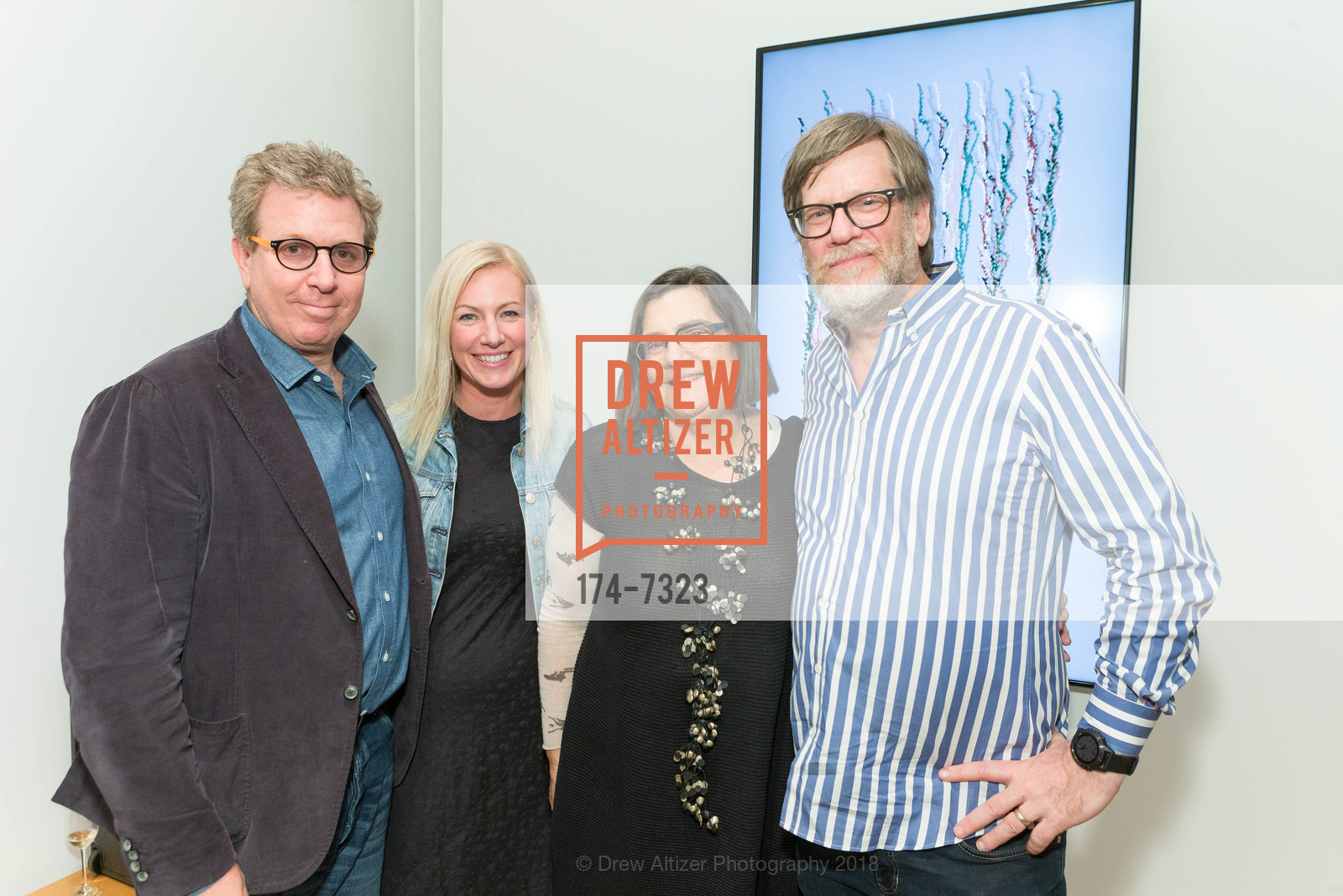 Marc Glimcher, Deborah Rappaport, Andy Rappaport, Michal Rovner Opening Reception at Pace Palo Alto 2018, Pace Palo Alto. 229 Hamilton Ave Palo Alto CA 94301, March 8th, 2018, Photo #174-7323 Marc Glimcher, Deborah Rappaport, Andy Rappaport, Photo #174-7323