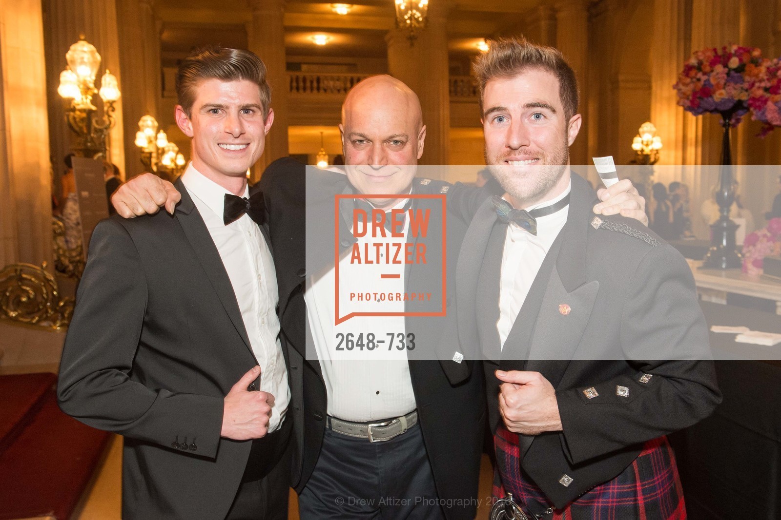 Michael Roderick, Freddy Clarke, Matthew Kimball, San Francisco Ballet 2016 Opening Night Gala, San Francisco City Hall. 1 Dr Carlton B Goodlett Pl, January 21st, 2016, Photo #2648-733 Michael Roderick, Freddy Clarke, Matthew Kimball, Photo #2648-733