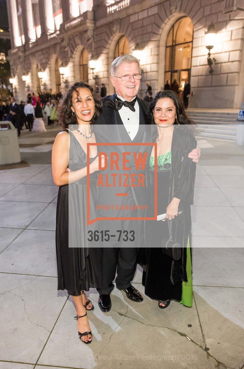 Katie Ybarra, Dick Barker, Mona Salinas, San Francisco Ballet 2016 Opening Night Gala, San Francisco City Hall. 1 Dr Carlton B Goodlett Pl, January 21st, 2016, Photo #3615-733 Katie Ybarra, Dick Barker, Mona Salinas, Photo #3615-733
