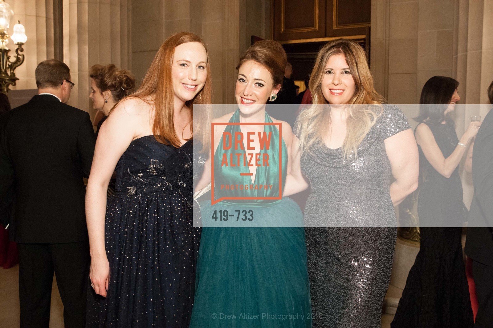 Gretchen Robinson, Schuyler Hudak, Ashley de Smeth, San Francisco Ballet 2016 Opening Night Gala, San Francisco City Hall. 1 Dr Carlton B Goodlett Pl, January 21st, 2016, Photo #419-733 Gretchen Robinson, Schuyler Hudak, Ashley de Smeth, Photo #419-733