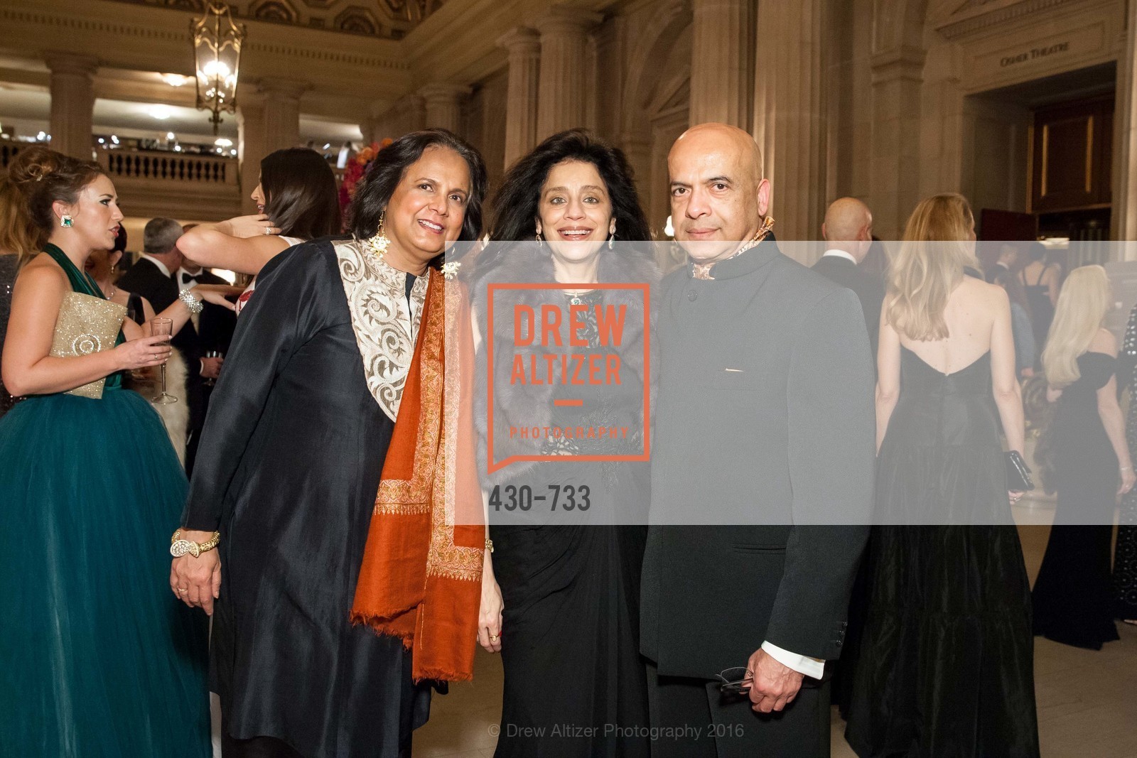 Radhika Aggarwal, Vinati Mishra, Raje Shindhia, San Francisco Ballet 2016 Opening Night Gala, San Francisco City Hall. 1 Dr Carlton B Goodlett Pl, January 21st, 2016, Photo #430-733 Radhika Aggarwal, Vinati Mishra, Raje Shindhia, Photo #430-733