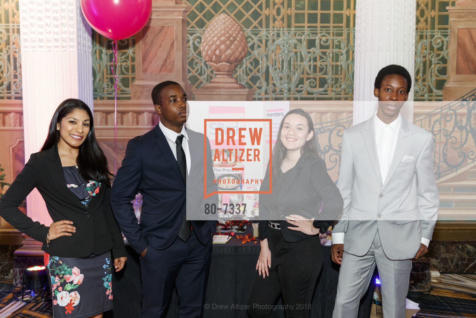 Esther Mojica, James Martin, Naomi Flores, De'mareya McGee, 8th Annual BUILD Gala, Westin St. Francis. 335 Powell Street, March 10th, 2018, Photo #80-7337 Esther Mojica, James Martin, Naomi Flores, De'mareya McGee, Photo #80-7337