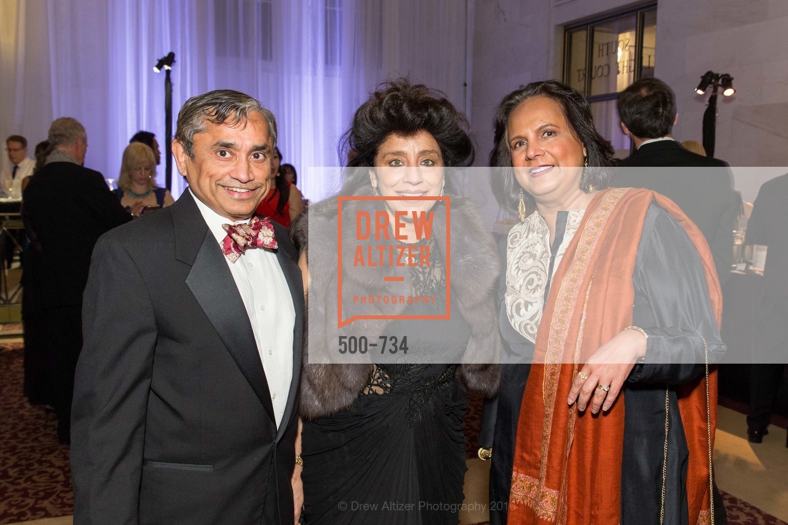 Shirish Malekar, Vinati Mishra, Radhika Aggarwal, San Francisco Ballet 2016 ENCORE! Opening Night Gala, San Francisco City Hall. 1 Dr Carlton B Goodlett Pl, January 21st, 2016, Photo #500-734 Shirish Malekar, Vinati Mishra, Radhika Aggarwal, Photo #500-734